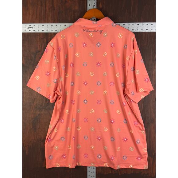 William Murray Golf Performance Stretch Polo Shirt Orange Multicolor Men 2XL XXL - Picture 9 of 9